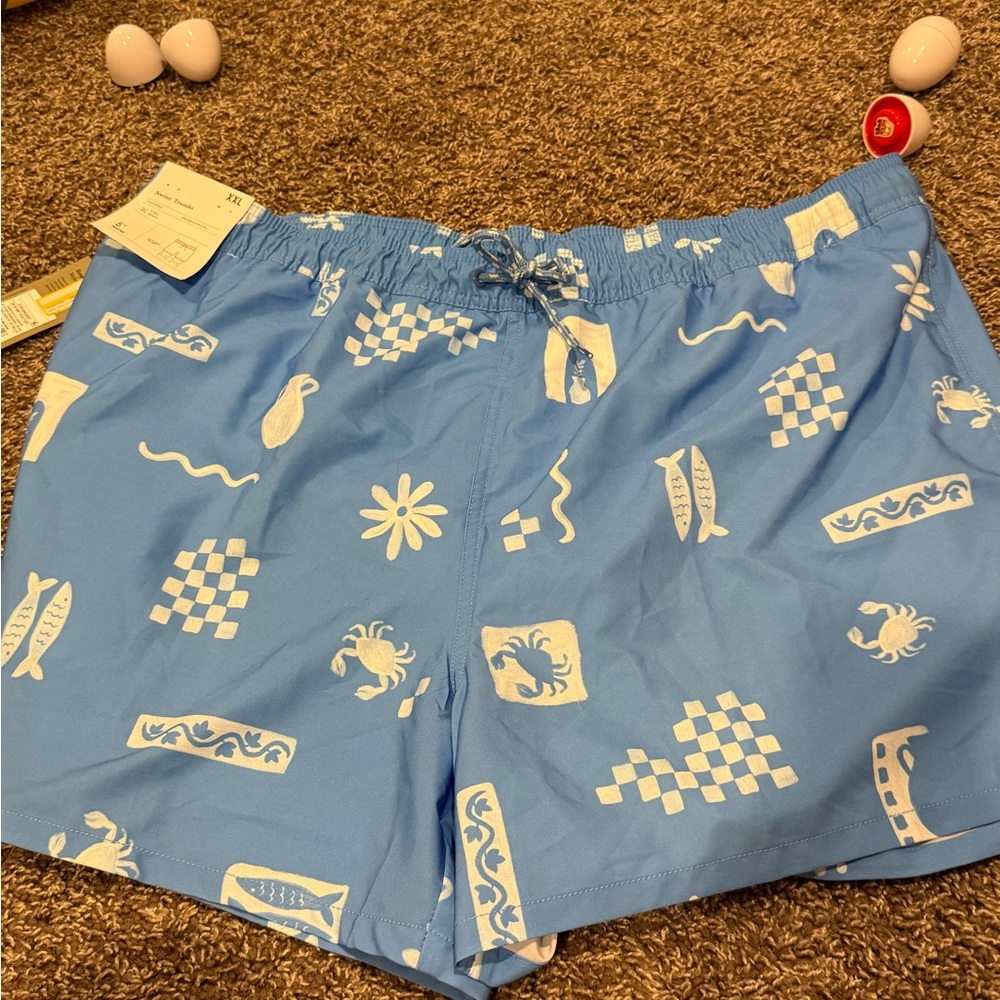 🫜Goodfellow & Co Blue Swim Trunks with White Patterns